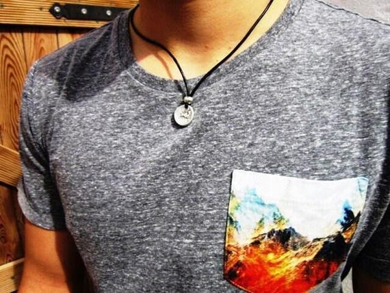 Mens Necklace Leather Pendant Necklace – Handmade Jewelry Gift for Him Personalized Jewelry by Kekugi