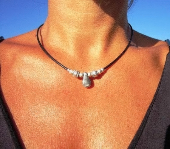 Silver Beaded Necklace with Charm • Bohemian Handmade jewelry • Best Selling Items Necklaces for Women • Personalized Jewelry Gift for Her