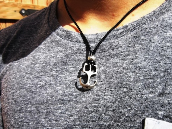 Mens Necklace Leather Pendant Couples Necklace – Handmade Jewelry Gift for Him Personalized Jewelry by Kekugi