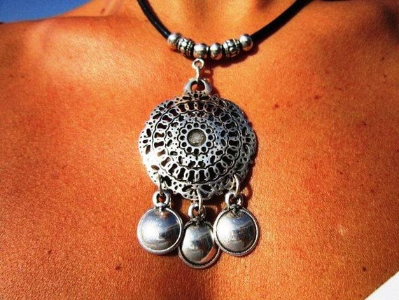 Custom Statement Silver Beaded Necklace with Pendant Charm • Custom Personalized Jewelry • Best Seller Design Gift for Her