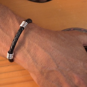 Leather & Silver Mens Bracelet • Matching Couple Bracelets • Custom mens bracelet Gift for him • Best Selling Items jewelry by Kekugi