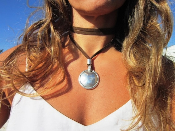 Silver Everyday Pendant Beaded Necklace • Boho Layered Chunky Necklace Gift for Her • layering Necklaces for Women