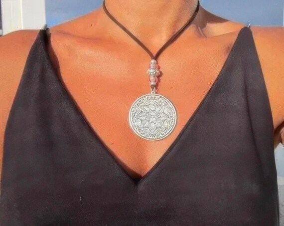 Best selling items Silver Everyday Pendant Beaded Necklace • Long Boho Layered Chunky Necklace Gift for Her • Necklaces for Women by Kekugi