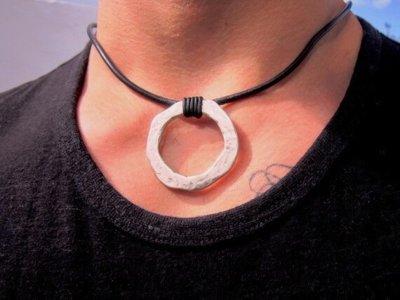 Mens Necklace Leather Pendant Necklace – Handmade Jewelry Gift for Him Personalized Jewelry by Kekugi