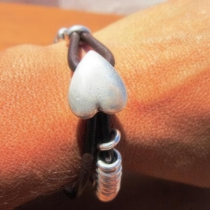 Bohemian Leather and Silver Beaded Bracelet Jewelry • Handmade Personalized Jewelry Gifts • Custom Bracelet Gift for Her by Kekugi