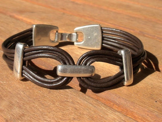 Leather & Silver Mens Bracelet • Matching Couple Bracelets • Custom mens bracelet Gift for him • Best Selling Items jewelry by Kekugi