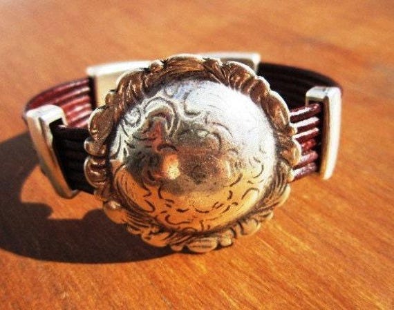 Bohemian Leather and Silver Beaded Bracelet Jewelry • Handmade Personalized Jewelry Gifts • Custom Bracelet Gift for Her by Kekugi