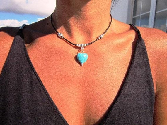 Couples Beaded Necklace with Silver Heart Pendant Charm • Bohemian Handmade jewelry Necklaces for Women • Personalized Jewelry Gift for Her