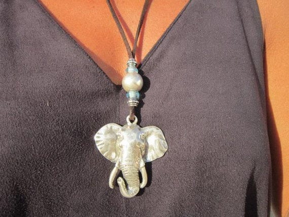 Silver Pendant Elephant Necklace Charm • Necklaces for Women • Bohemian Handmade Jewelry • Best selling items Custom Gift for her by Kekugi