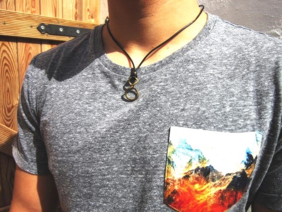 Mens Necklace Leather Pendant Necklace – Handmade Jewelry Gift for Him Personalized Jewelry by Kekugi