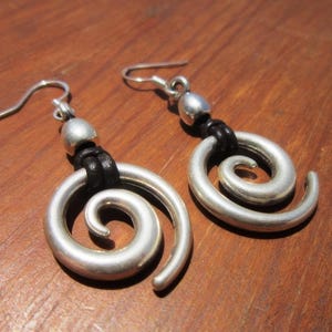 Gift for her hook sterling spiral silver earrings dangle, statement drop beaded earrings. Personalized handmade jewelry