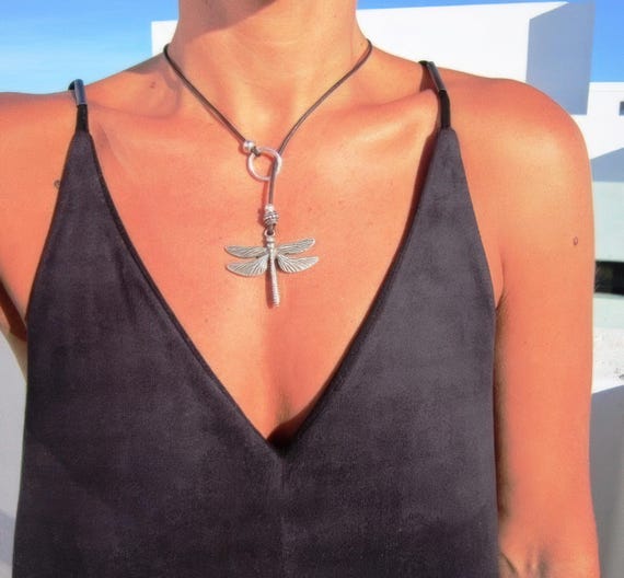 Handmade Couples dragonfly Necklace • Y lariat Necklace Customized • Personalized Bohemian Jewelry Gift for Her • Birthday Gift for mom