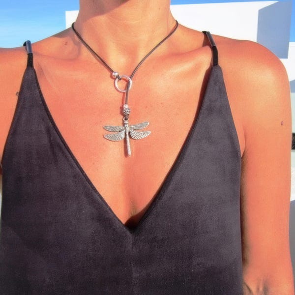 Handmade Couples dragonfly Necklace • Y lariat Necklace Customized • Personalized Bohemian Jewelry Gift for Her • Birthday Gift for mom
