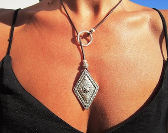 Statement Charm Y Lariat Necklace • Silver Beaded Necklaces for Women • Personalized Jewelry Gifts Best selling items • Gift for Her