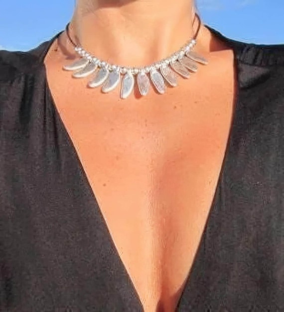 Custom Statement Silver Necklace • Beaded Couples Necklace Pendant Charm • Custom Personalized Jewelry • Best Selling Items Gift for Her