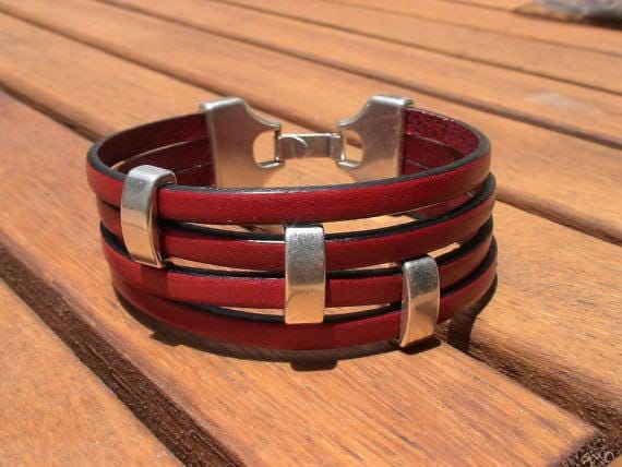 Personalized Leather & Silver Beaded Bracelet Gifts • Handmade Bohemian Jewelry • Birthday Gift or Custom Jewelry Gift for Her by Kekugi