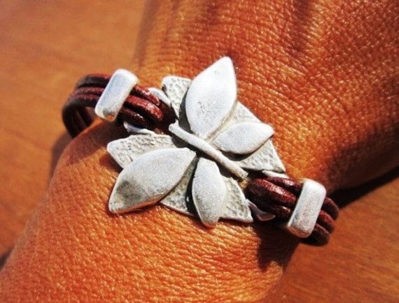 butterfly bracelet, butterfly jewelry, butterfly wings, nature inspired bracelet, leather bracelet, simple bracelet, classic bracelet