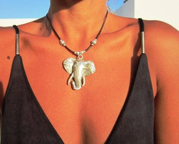 Elephant necklace, African jewelry, women fashion, African necklaces, womens necklaces, silver necklaces, bead necklaces, elephant pendant