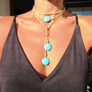 Statement Chunky silver turquoise Necklace Handmade Products • layered beaded necklace • Bohemian Personalized Jewelry Gift for Her or Host