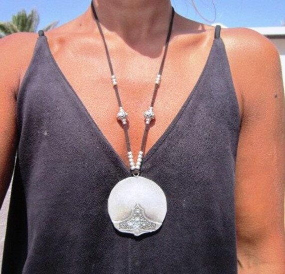 long necklace with pendant, large boho silver pendant, bohemian jewelry, sterling silver necklaces, necklaces for women