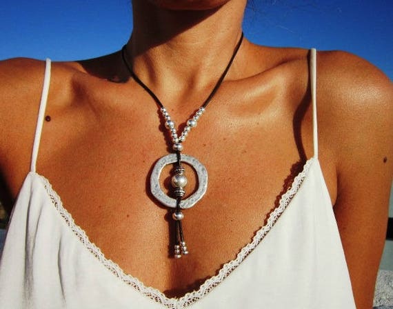 eternity necklace, long necklaces, bohemian necklace, silver necklaces, fashion jewelry, ring necklace, silver ring, etsy rings