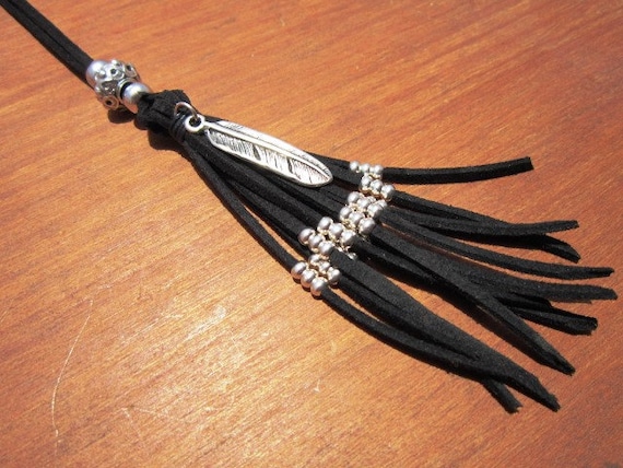 long feather necklace, silver charms leather necklace, long necklaces, silver necklaces, bohemian jewelry, bohemian necklace, silver feather