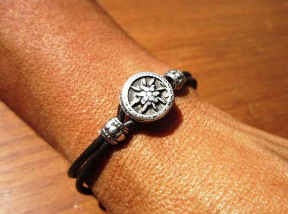 Bohemian Leather and Silver Beaded Bracelet Jewelry • Handmade Personalized Jewelry Gifts • Custom Bracelet Gift for Her by Kekugi