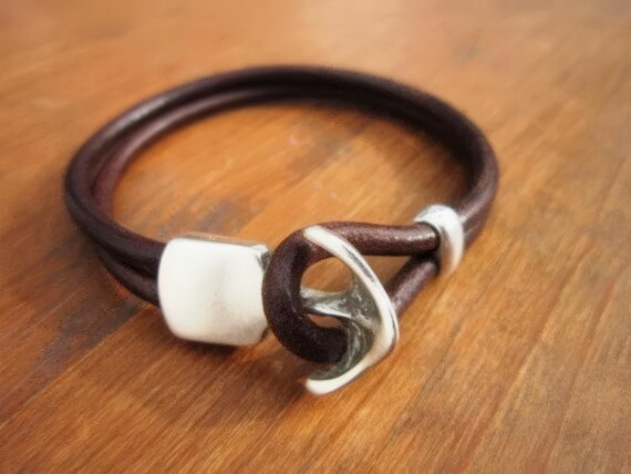 Leather & Silver Mens Bracelet • Matching Couple Bracelets • Custom mens bracelet Gift for him • Best Selling Items jewelry by Kekugi