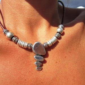 Custom Statement Silver Beaded Necklace with Pendant Charm • Custom Personalized Black owned Jewelry • Best selling items Gift for Her
