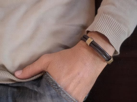 Personalized Leather Beaded Bracelet Gifts for Men • Handmade Mens Jewelry • Birthday Gift or Custom Jewelry Gift for Him by Kekugi