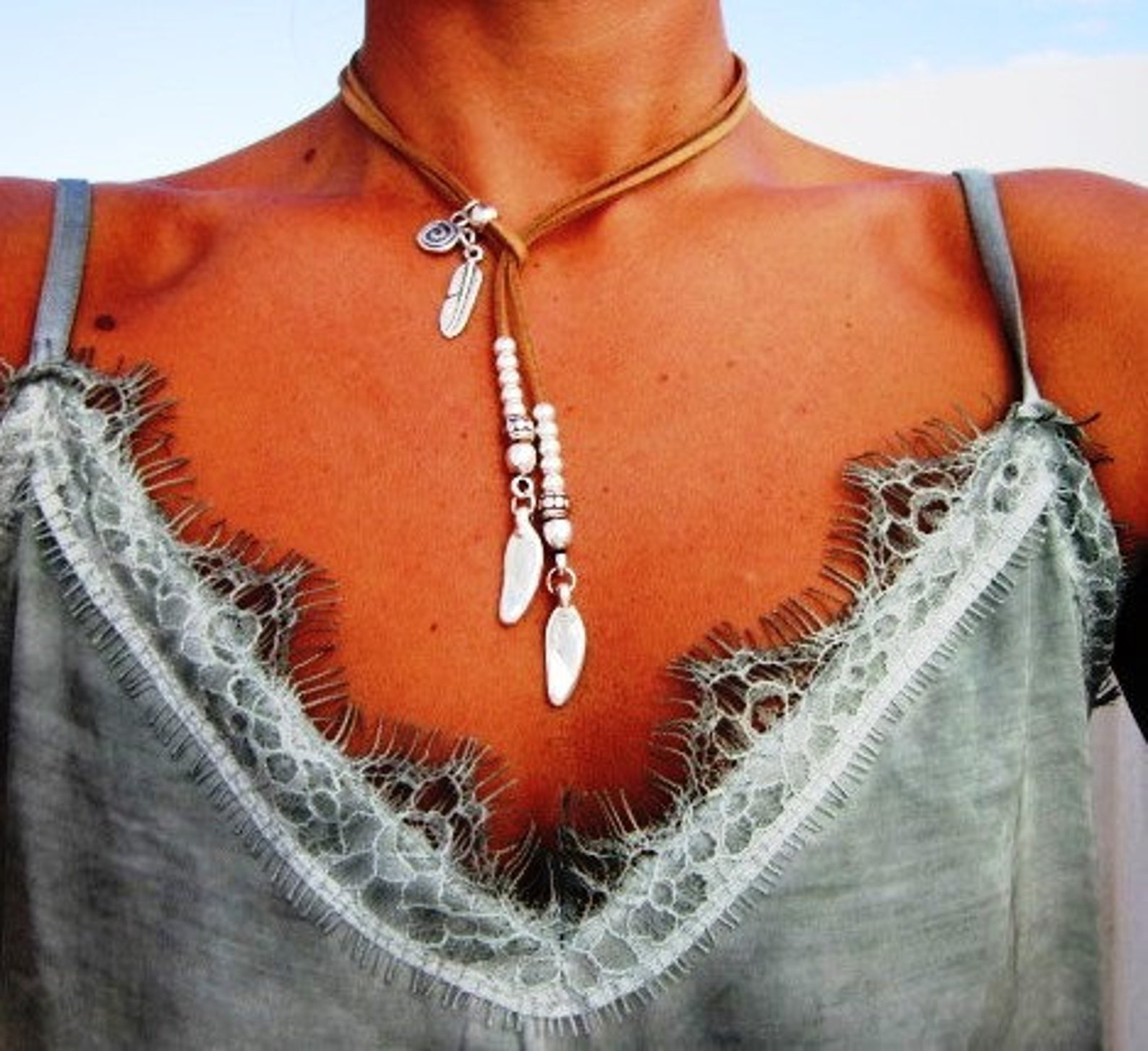 Feather Necklace Y Necklaces Lariat Necklace Long Etsy