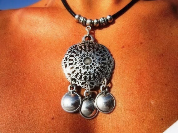 Custom Statement Silver Necklace • Beaded Couples Necklace Pendant Charm • Custom Personalized Jewelry • Best Selling Items Gift for Her