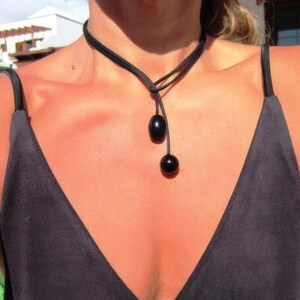 Best Selling Items Y Lariat obsidian onyx Necklace Gift for Her • Bohemian jewelry Necklaces for Women image 2
