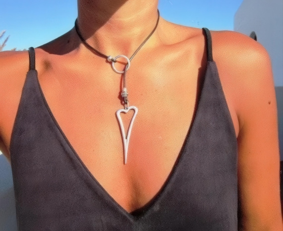 Boho Y lariat Heart Necklace • Beaded Couples Necklace gift for Her • Bohemian personalized Handmade Jewelry • Best selling items