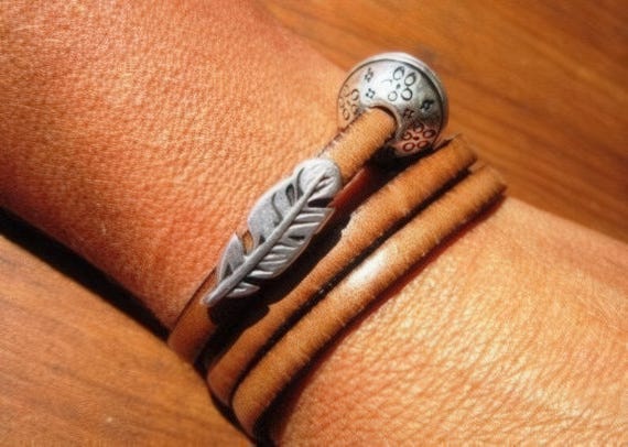 Silver & Leather Custom Bracelet Gift for Her • Personalized Handmade Jewelry Gift • Beaded Charm Bracelet Personalized Gifts for Birthday