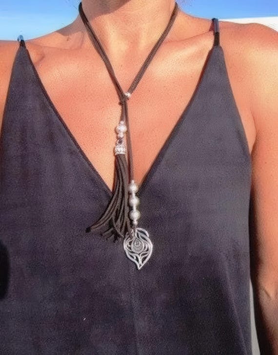 Handmade Couples Necklace • Y lariat Necklace Customized • Personalized Bohemian Jewelry Gift for Her • Birthday Gift or Anniversary