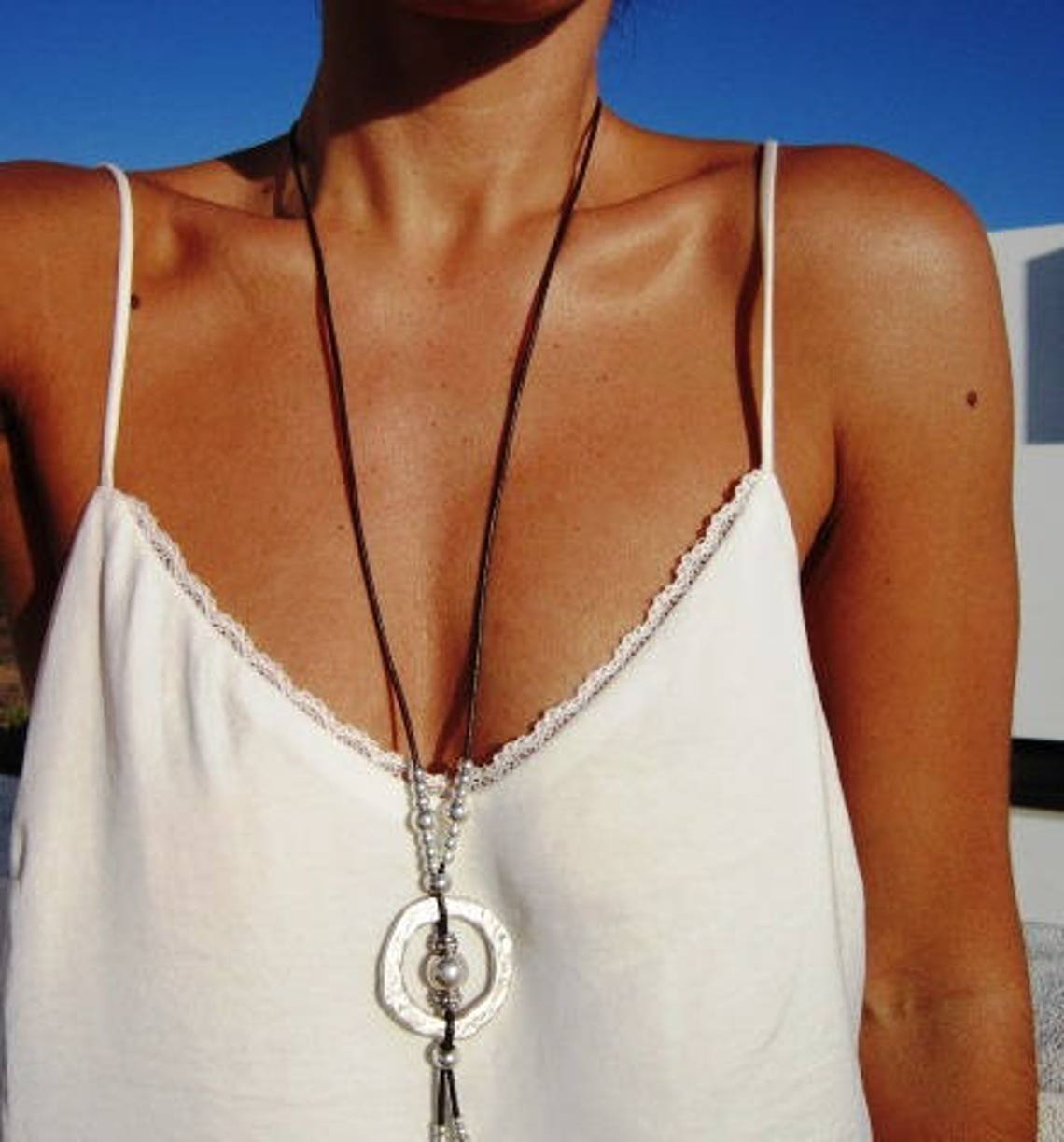 Eternity Necklace Long Necklaces Bohemian Necklace Silver - Etsy