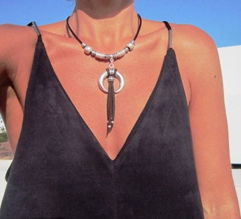 boho jewelry womens necklace horn pendant necklace bohemian necklace horn necklace horn choker bohemian jewelry boho necklace