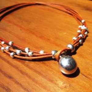 Silver Beaded Necklace with Charm • Bohemian Handmade jewelry • Couples Matching Necklaces for Women • Personalized Jewelry Gift for Her