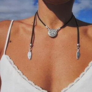 Layered Statement Silver Beaded Necklace with Boho pendant • Couples Necklace Handmade Personalized Jewelry Gift for Her by Kekugi