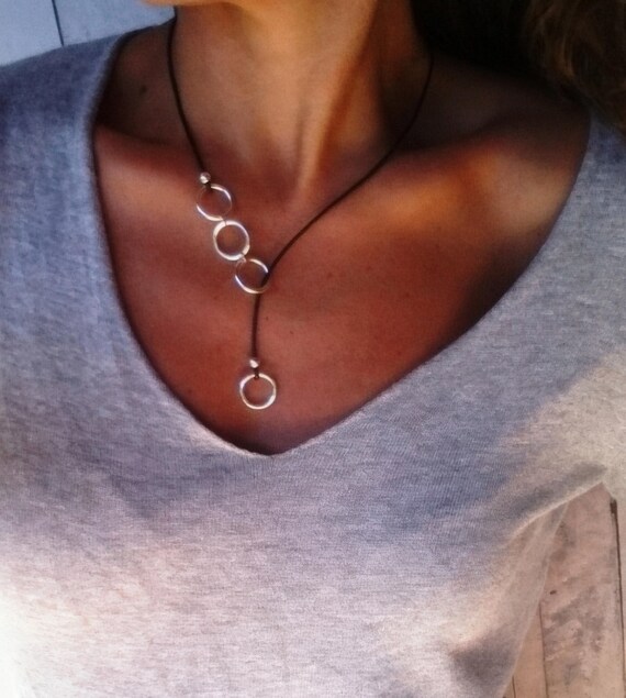 silver ring Y lariat necklace, silver necklaces, fashion jewelry, ring necklace, silver ring, etsy rings, long necklaces