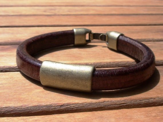 Brass and Leather mens bracelet, friendship couples bracelet, men cuff bracelet, handmade mens jewelry, unique gifts for men