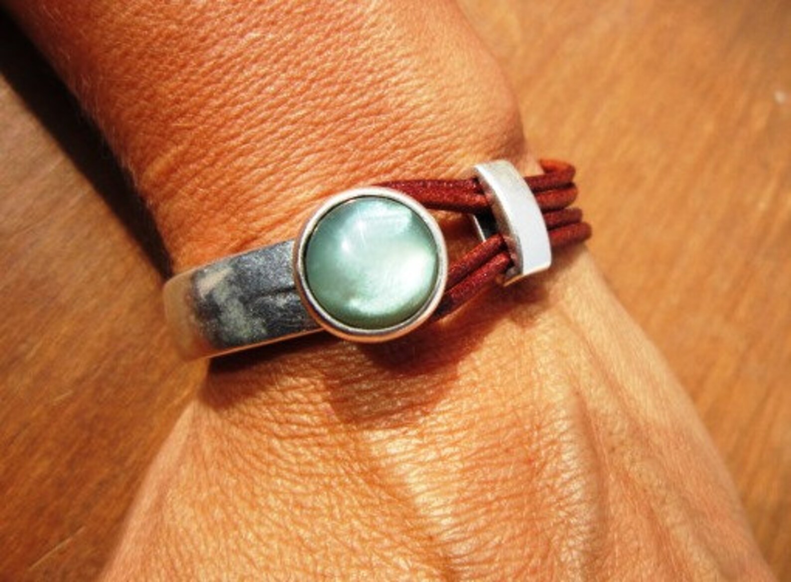 Green - Handcrafted Stone Work Bracelet 07