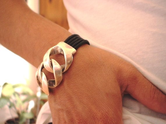 chain bracelet, unique jewelry, unique bracelet, original bracelet, unusual bracelets, unusual jewelry, leather bracelet, silver jewelry