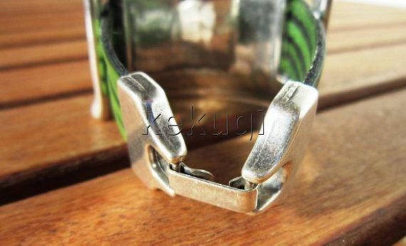 cuff bracelet black bracelet silver bracelet leather image 5