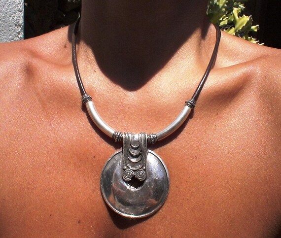 Custom Statement Silver Beaded Necklace with Pendant Charm • Bohemian Custom Personalized Jewelry • Best Seller Design Gift for Her
