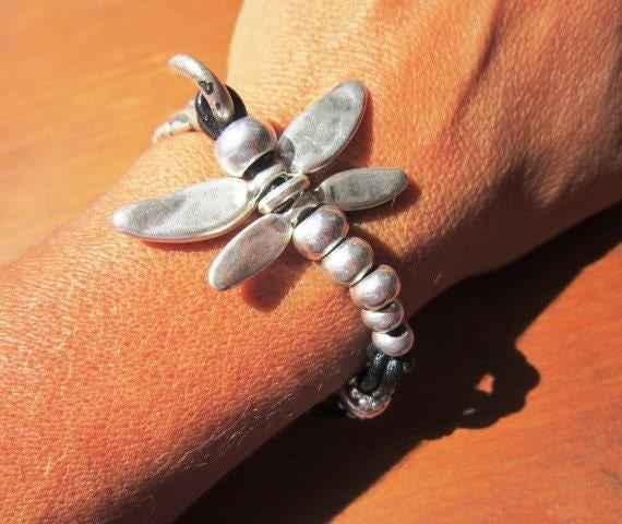 Custom Charm Silver Beaded dragonfly Bracelet • Bohemian Handmade Jewelry • Personalized Custom jewelry Gift for Her & Birthday Gift
