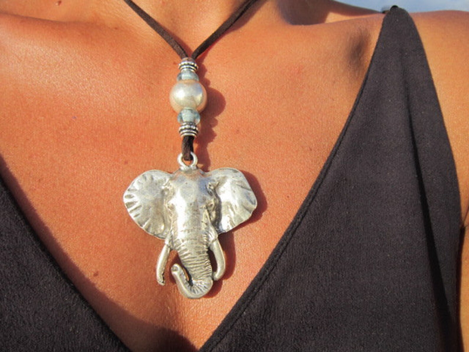 Elephant Necklace Animal Necklace Custom Necklace Boho Etsy