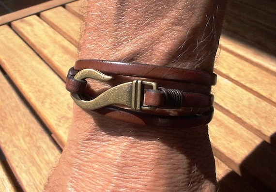 Brass and Leather mens bracelet, friendship couples bracelet, men cuff bracelet, handmade mens jewelry, unique gifts for men