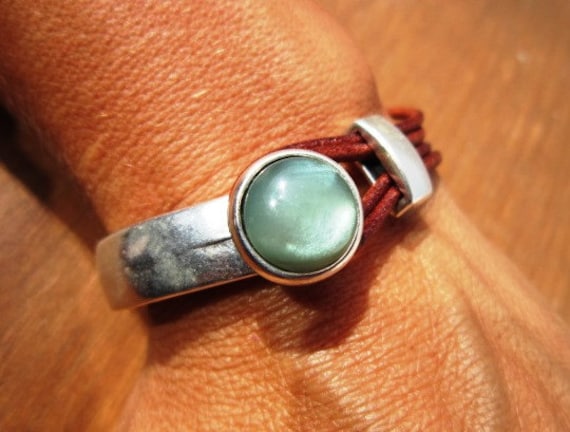 Green stone bracelet, sterling silver bracelets, silver cuff, handmade bracelets, womens bracelets, leather jewelry